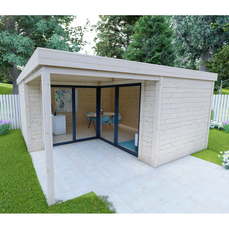 bureau-de-jardin-en-bois-massif-118m-madriers-40mm-traites-teinte-marron-gardy-sheltr – Image 2