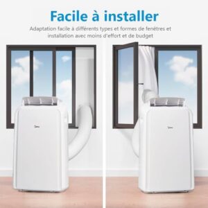 MIDEA Climatiseur Mobile Silencieux 12000 BTU avec Évacuation – Climatisation Portable Prêt à Poser 3500W