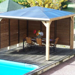 Abri de piscine BLUETERM 14,36 m² deux parois à ventelles