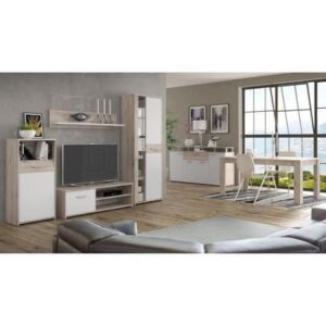 GULADA Ensemble meuble télé -buffet-table à manger-Contemporain-Blanc Design Moderne