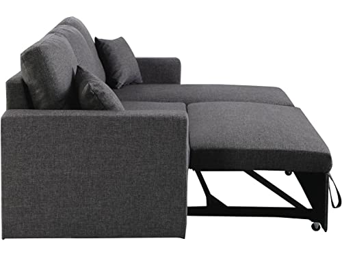 Habitat et Jardin – Canapé d’angle Convertible et Réversible Alain 3 Places Gris – Canapé Lit Moderne en Tissu Lin – Espace de Stockage (Méridienne) – Design 🔍 – Image 3