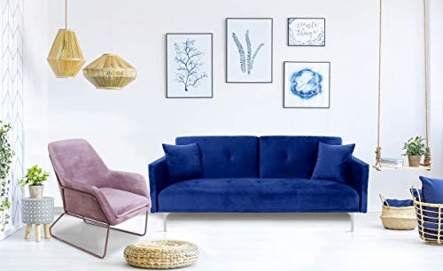 Menzzo Carla Canapé en Velours, Bleu, 191 🔍